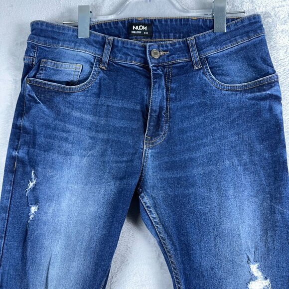 Nuon Rodeo Crop Jeans Distressed Medium Wash Mid Rise Women's Blue Size W34 - Picture 3 of 12
